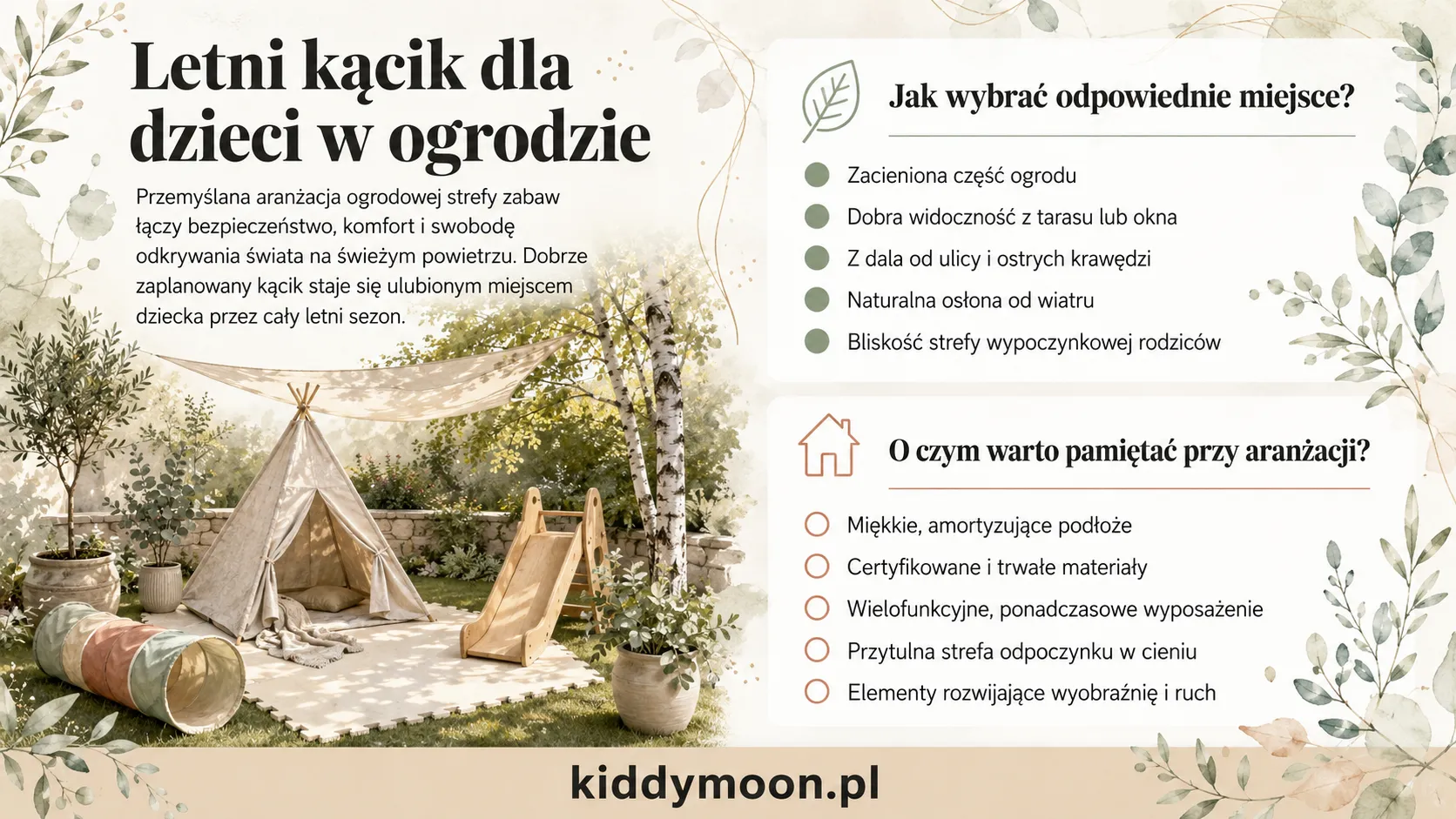 Letni kącik dla dzieci w ogrodzie