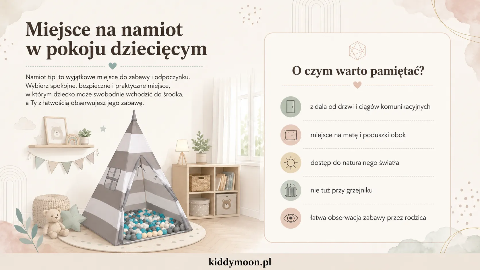 Miejsce na namiot w pokoju dziecięcym