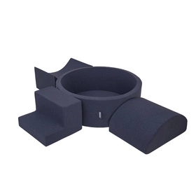 KiddyMoon Piankowy plac zabaw PPZP-OK30D-134 z piłeczkami Zabawka plac zabaw, granatowy: babyblue-niebieski-perła