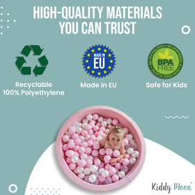 KiddyMoon Plastikowe piłeczki 7cm Zabawka zestaw kulek, turkus-fiolet-transparent