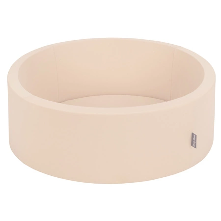 KiddyMoon Suchy basen okrągły z piłeczkami 7cm Zabawka basen piankowy, beżowy: pastelowy beż-pudrowy róż-perła-fiolet