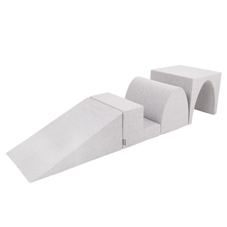 KiddyMoon Piankowy plac zabaw PPZP-OK30D-125 z piłeczkami Zabawka plac zabaw, jasnoszary: pudrowy róż-perła-transparent