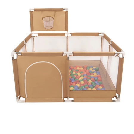 Boisko KK-100X z piłeczkami 6cm Zabawka kojec, beżowy: żółty-zielony-niebieski-czerwony-pomarańcz
