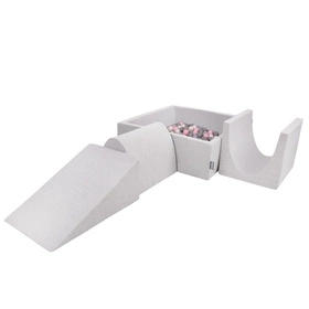 KiddyMoon Piankowy plac zabaw PPZP-KW30D-124 z piłeczkami Zabawka plac zabaw, jasnoszary: perła-szary-transparent-pudrowy róż