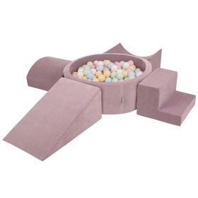 KiddyMoon Piankowy plac zabaw STRIPES PPZP-OK30VS-115 z piłeczkami Zabawka plac zabaw, fioletowy: pastelowy niebieski-pastelowy żółty-biały-mięta-pudrowy róż