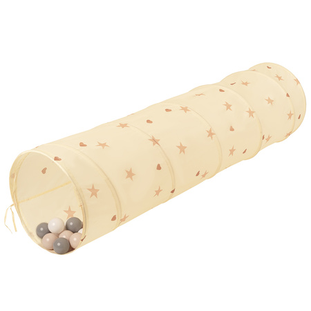 Tunel do zabawy TT-100X z piłeczkami 7cm Zabawka tunel, jasny beż: pastelowy beż-szary-biały