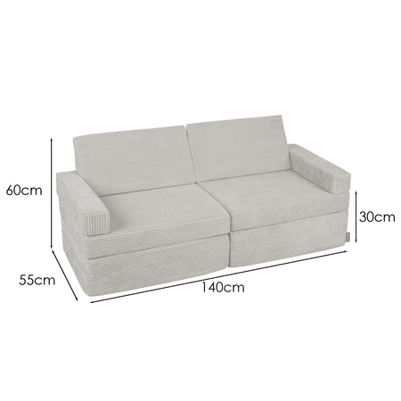 KiddyMoon Kanapa KKM-1400 Mebel piankowy, jasnoszary