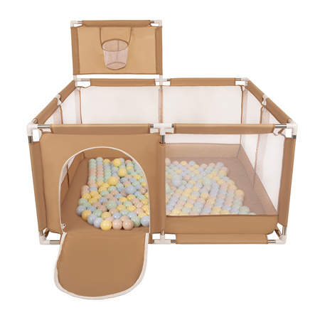 Boisko KK-100X z piłeczkami 6cm Zabawka kojec, beżowy: pastelowy beż-pastelowy niebieski-pastelowy żółty-mięta