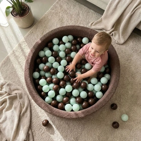 KiddyMoon TEDDY suchy basen okrągły z piłeczkami brązowy
