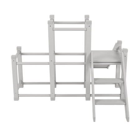 KiddyMoon Drewniany plac zabaw PG-001 Zabawka zjeżdżalnia, szary