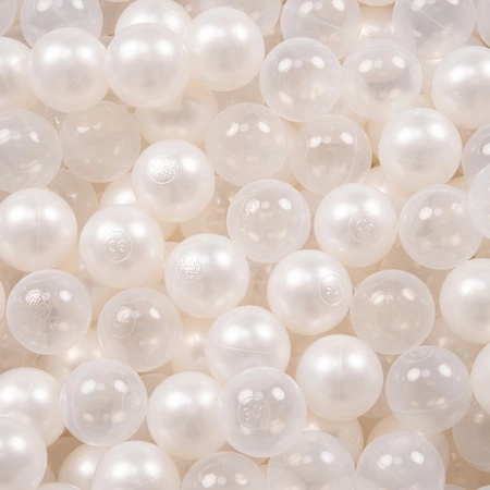KiddyMoon Plastikowe piłeczki 7cm Zabawka zestaw kulek, perła-transparent