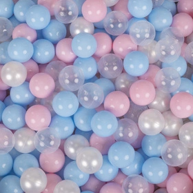 KiddyMoon Plastikowe piłeczki 7cm Zabawka zestaw kulek, babyblue-pudrowy róż-perła-transparent