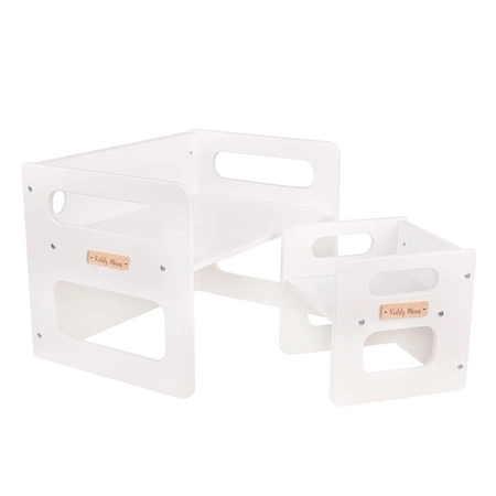 KiddyMoon Stolik + krzesło TC-001 Mebel zestaw mebelków, MDF white