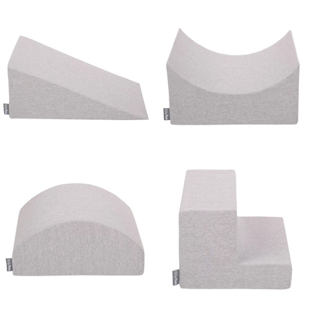 KiddyMoon Piankowy plac zabaw PPZP-TR30D-115 z piłeczkami Zabawka plac zabaw, jasnoszary: biały-szary-pudrowy róż