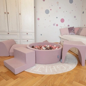 KiddyMoon Piankowy plac zabaw PPZP-OK30D-135 z piłeczkami Zabawka plac zabaw, wrzosowy: pastelowy niebieski-pastelowy żółty-biały-mięta-pudrowy róż