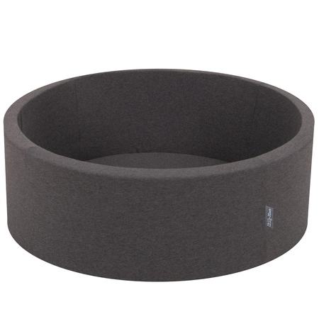 KiddyMoon Suchy basen okrągły z piłeczkami 7cm Zabawka basen piankowy, ciemnoszary: czarny-perła-złoty-szary