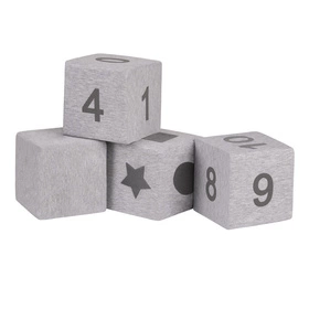 KiddyMoon Miękkie klocki 14cm Zabawka klocki z pianki, jasnoszary druk