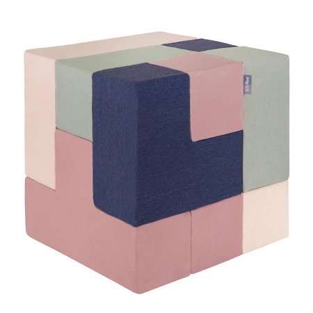 KiddyMoon Piankowe kształty do zabawy Zabawka klocki z pianki, wrzosowy-granatowy-beżowy-szałwiowy