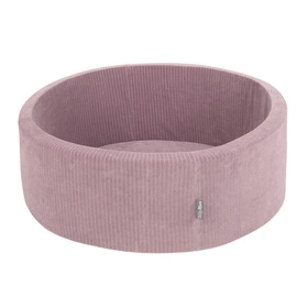 KiddyMoon Suchy basen okrągły STRIPES z piłeczkami 7 cm Zabawka basen piankowy, fioletowy: pastelowy beż-biały-miedziany-łososiowy