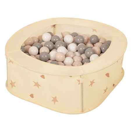 Kojec rozkładany NK-200X z piłeczkami 7cm Zabawka kojec, jasny beż: pastelowy beż-szary-biały