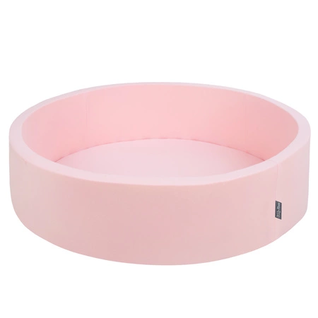 KiddyMoon Suchy basen okrągły z piłeczkami 7cm 120x30 Zabawka basen piankowy, różowy: pastelowy niebieski-pastelowy żółty-biały-mięta-pudrowy róż