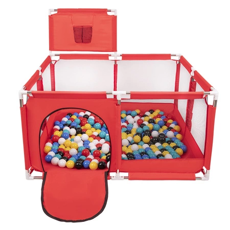 Boisko KK-100X z piłeczkami 6cm Zabawka kojec, czerwony: czarny-biały-niebieski-czerwony-żółty-turkus