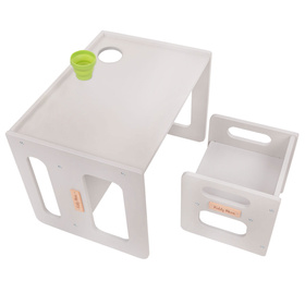KiddyMoon Stolik + krzesło TC-001 Mebel zestaw mebelków, MDF grey