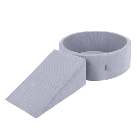 KiddyMoon Piankowy plac zabaw STRIPES PPZP-OK30VS-112 z piłeczkami Zabawka plac zabaw, ciemnoszary: pastelowy beż-biały-perła