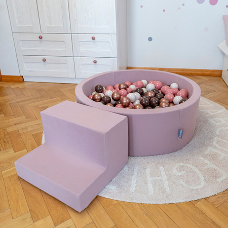 KiddyMoon Piankowy plac zabaw PPZP-OK30D-134 z piłeczkami Zabawka plac zabaw, wrzosowy: pastelowy beż-pudrowy róż-perła
