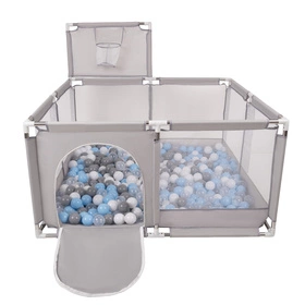 Boisko KK-100X z piłeczkami 6cm Zabawka kojec, szary: szary-biały-transparent-babyblue
