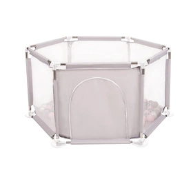  Sześciokąt składany KS-100X z piłeczkami 6cm Zabawka kojec, szary: perła-szary-transparent-pudrowy róż