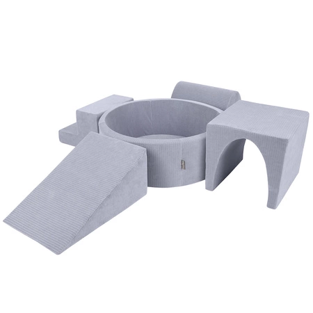 KiddyMoon Piankowy plac zabaw STRIPES PPZP-OK30VS-125 z piłeczkami Zabawka plac zabaw, ciemnoszary: perła-szary-transparent-babyblue