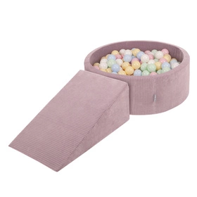 KiddyMoon Piankowy plac zabaw STRIPES PPZP-OK30VS-112 z piłeczkami Zabawka plac zabaw, fioletowy: pastelowy niebieski-pastelowy żółty-biały-mięta-pudrowy róż