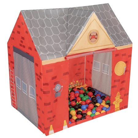Domek do zabawy PH-400X z piłeczkami 6cm Zabawka namiot dla dzieci, czerwono-szary: czarny-żółty-niebieski-czerwony-zielony