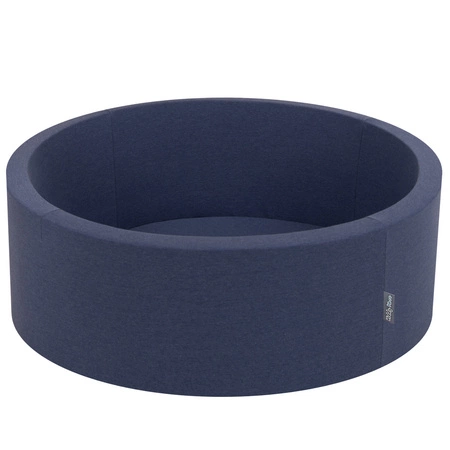 KiddyMoon Suchy basen okrągły z piłeczkami 7cm Zabawka basen piankowy, granatowy: jasny zielony-pomarańcz-turkus-niebieski-babyblue-żółty