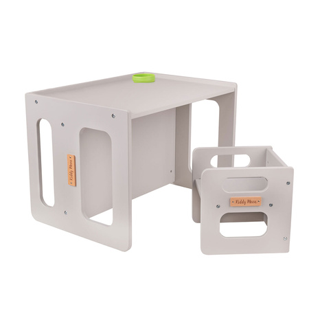 KiddyMoon Stolik + krzesło TC-001 Mebel zestaw mebelków, MDF grey