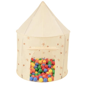  Pawilon PT-100X z piłeczkami 7cm Zabawka namiot dla dzieci, jasny beż: żółty-zielony-niebieski-czerwony-pomarańcz