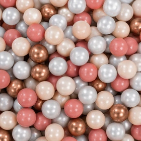KiddyMoon Plastikowe piłeczki 7cm Zabawka zestaw kulek, pastelowy beż-miedziany-perła-łososiowy