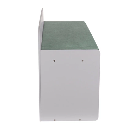 KiddyMoon Ławka z materacem BN-001 Mebel z półkami, szary/zieleń lasu