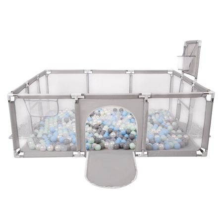 Boisko BO-100X z piłeczkami 6cm Zabawka kojec, szary: perła-szary-transparent-babyblue-mięta