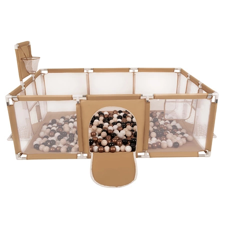 Boisko BO-100X z piłeczkami 6cm Zabawka kojec, beżowy: pastelowy beż-miedziany-biały-czarny