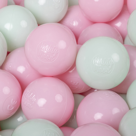 KiddyMoon Plastikowe piłeczki 6cm Zabawka zestaw kulek, pudrowy róż-mięta