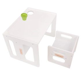 KiddyMoon Stolik + krzesło TC-001 Mebel zestaw mebelków, MDF white