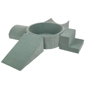 KiddyMoon Piankowy plac zabaw STRIPES PPZP-OK30VS-115 z piłeczkami Zabawka plac zabaw, zielony: biały-szary-mięta