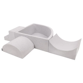 KiddyMoon Piankowy plac zabaw PPZP-TR30D-134 z piłeczkami Zabawka plac zabaw, jasnoszary: biały-szary-mięta