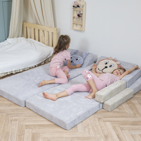 KiddyMoon MATERAC z poduszką KMMP-1650 Mebel piankowy, jasnoszary