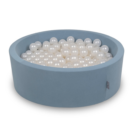 KiddyMoon Suchy basen okrągły z piłeczkami 7cm Zabawka basen piankowy, niebieski: perła