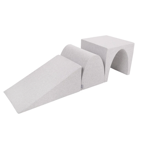 KiddyMoon Piankowy plac zabaw PPZP-KW30D-124 z piłeczkami Zabawka plac zabaw, jasnoszary: biały-szary-pudrowy róż