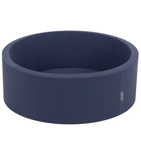 KiddyMoon Suchy basen okrągły z piłeczkami 7cm Zabawka basen piankowy, granatowy: jasny zielony-pomarańcz-turkus-niebieski-babyblue-żółty