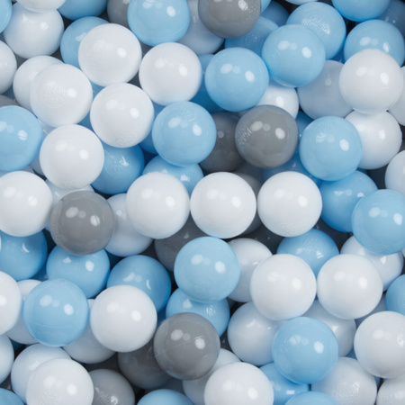 KiddyMoon Suchy basen okrągły STRIPES z piłeczkami 7 cm Zabawka basen piankowy, ciemnoszary: szary-biały-babyblue